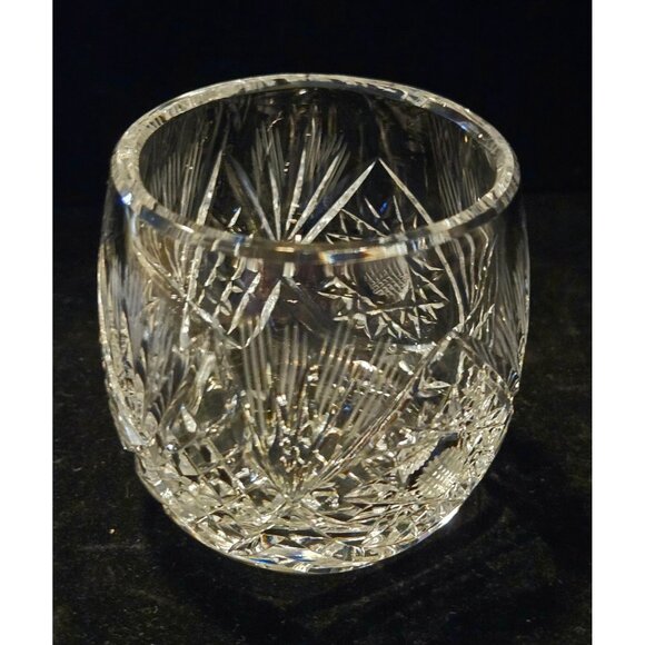 Rare Polish Cut Crystal Mushroom Shaped jam jar Starburst Design Decorative Glas - Picture 5 of 8